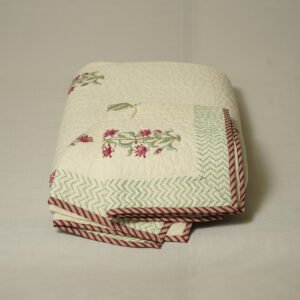 Quilted jaipur bedcover petal pattern