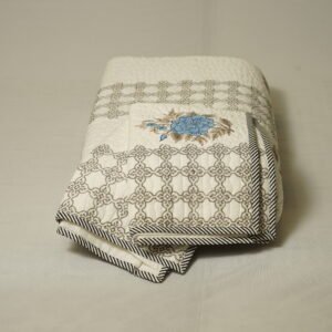 Quilted jaipur bedcover santal flower pattern