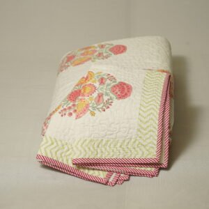 Quilted jaipur bedcover large floral print