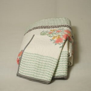 Quilted jaipur bedcover Blossom Stripes