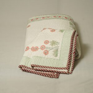 Quilted jaipur bedcover Pastel bloom