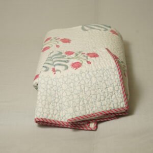 Quilted jaipur bedcover Pastel Petal