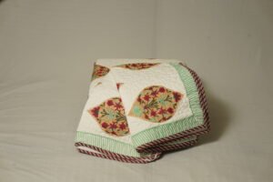 Red floral design in green