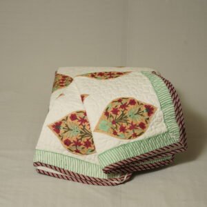 Red floral design in green